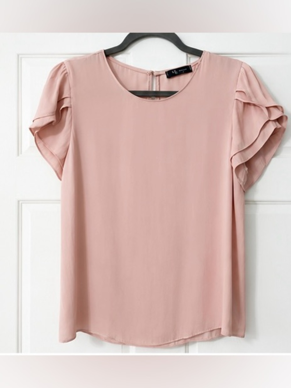 KLD Blush Pink Flutter Sleeve Blouse Size Large